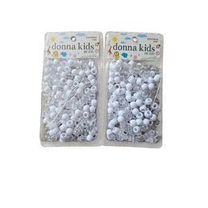 Pink, White, Multicolor Round Kids Hair Beads Lot for Braids - 5 Packs‎